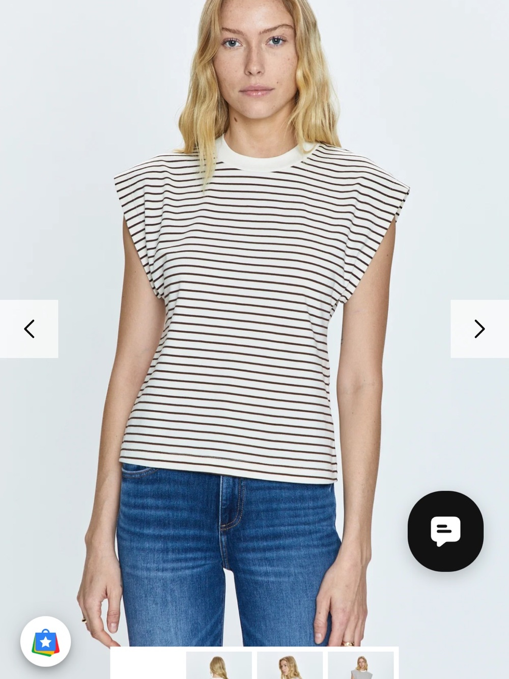 pistola Cream and brown Striped Cap-Sleeve Tee